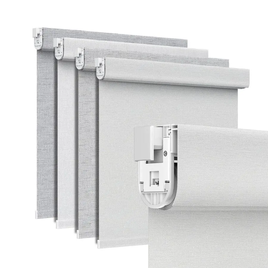 

No Drill No Tools Blackout Roller Shades 34x36 TexturedWhite FreeStop Cordless Blinds with UV Protection Custom Fit for Home, Be