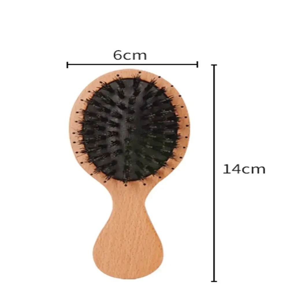 Mini Aairbag Beauty Hairbrush Scalp Massage Hair Brush Comb Wild Boar Bristle Wood Oval Anti-static Paddle Hair Styling Tool