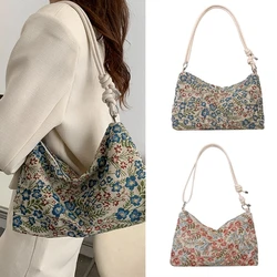 Women Underarm Bag with Adjusted Strap Ethnic Flower Crossbody Shoulder Handbag