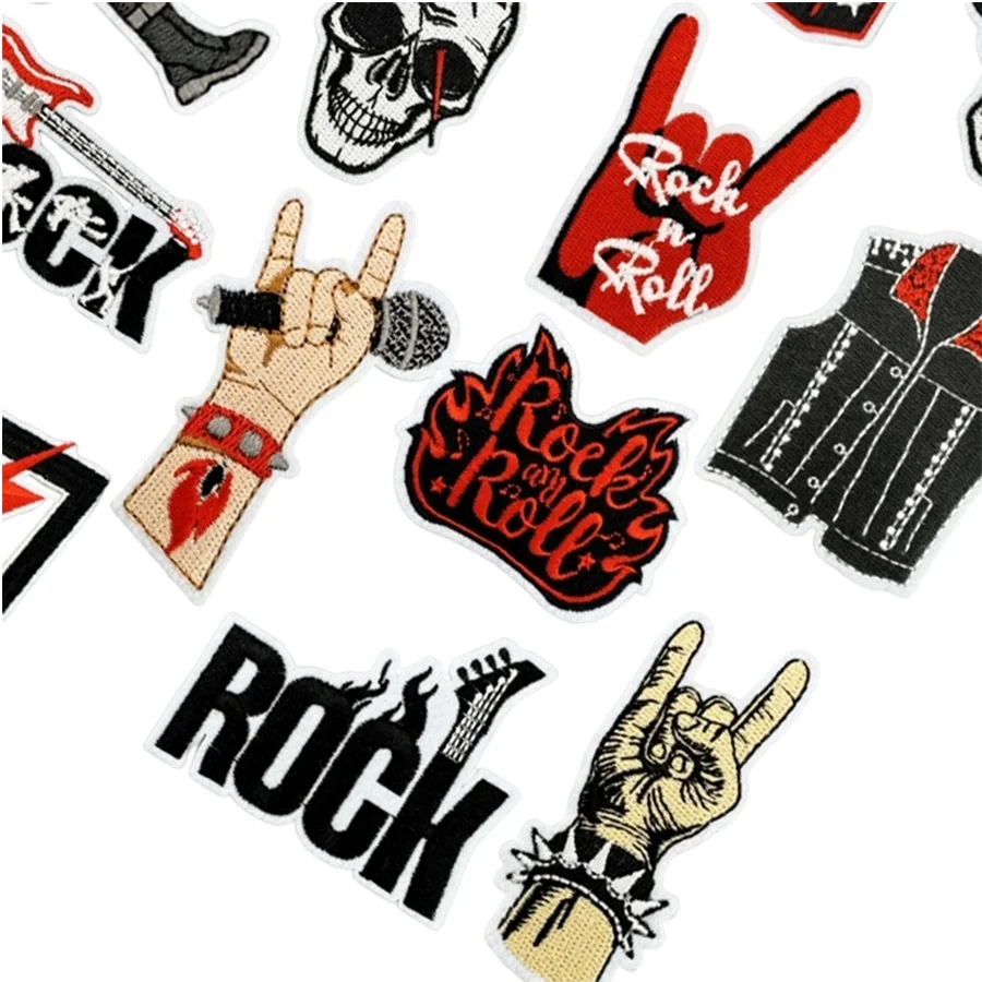 

Cartoon Black Skull Embroidery Iron On Patch Music Rock Patch for Hoodies & Backpacks DIY Streetwear Punk Badge