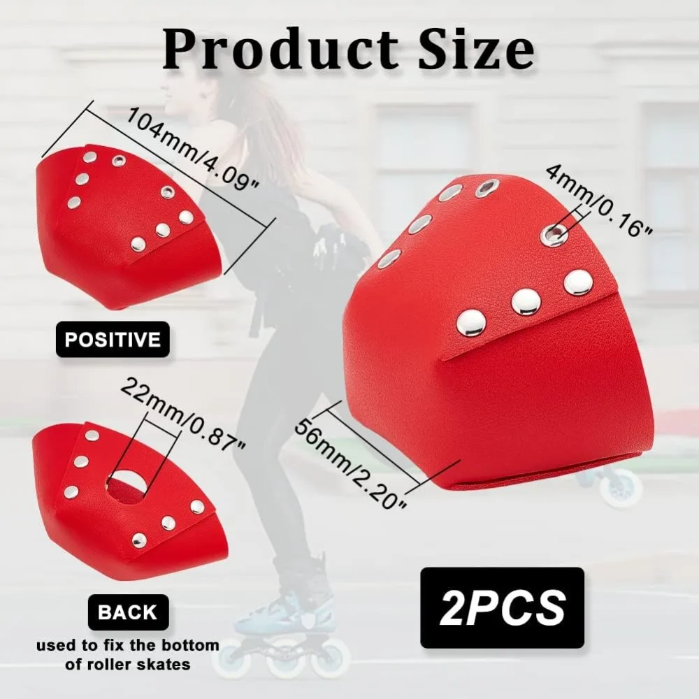 2 Pcs Roller Skate Toe Guards Red Ice Skate Blade Covers Leather Roller Skate Toe Caps Trapezoid Toe Guards making kit