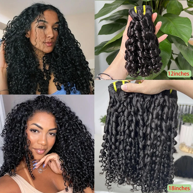 Nieuwe Pixie Krullen 100, Menselijk Haar Onbewerkt, Ruw Menselijk Haar Weave Bundels Extensions Hair Double Wefts Springerig Krullend Haar 1Pc/100G