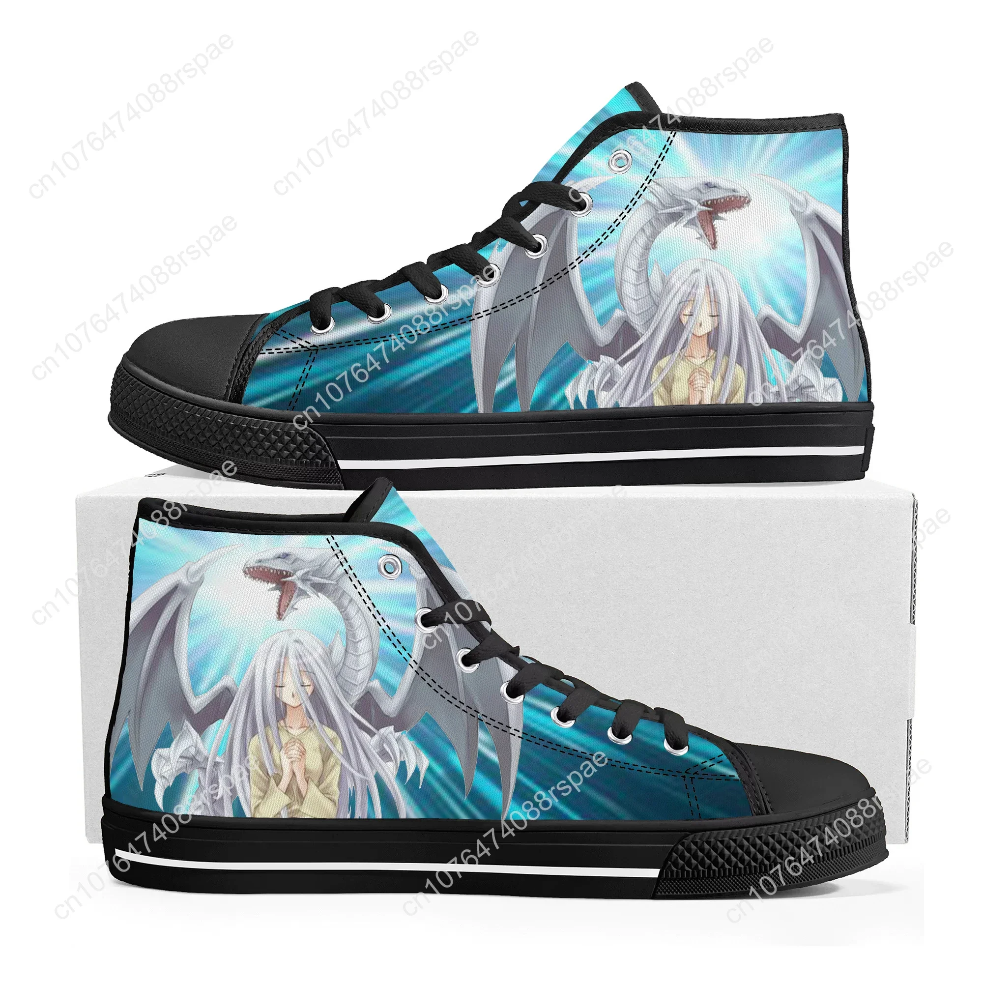 Yu-Gi-Oh Seto Kaiba Blauwe Ogen Witte Dragon Hoge Sneakers Heren Dames Tiener Canvas Sneaker Casual Paar Schoenen Aangepaste Schoen