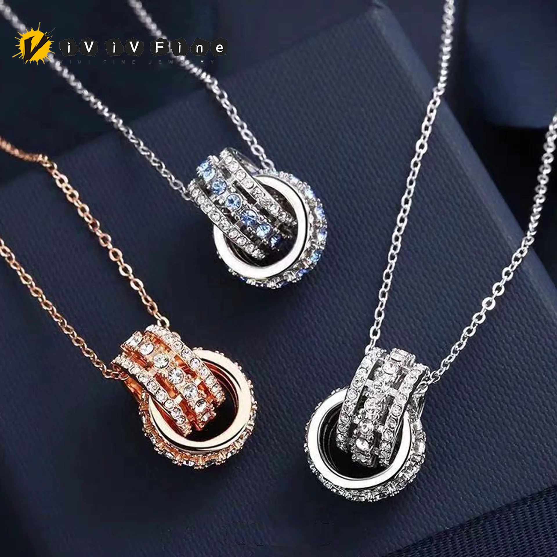 

2025 оригинальное двойное кольцо, ожерелье, комплект ювелирных изделий, модная женская цепочка на ключицу, кулон, серьги, браслет, кольцо, романтический подарок