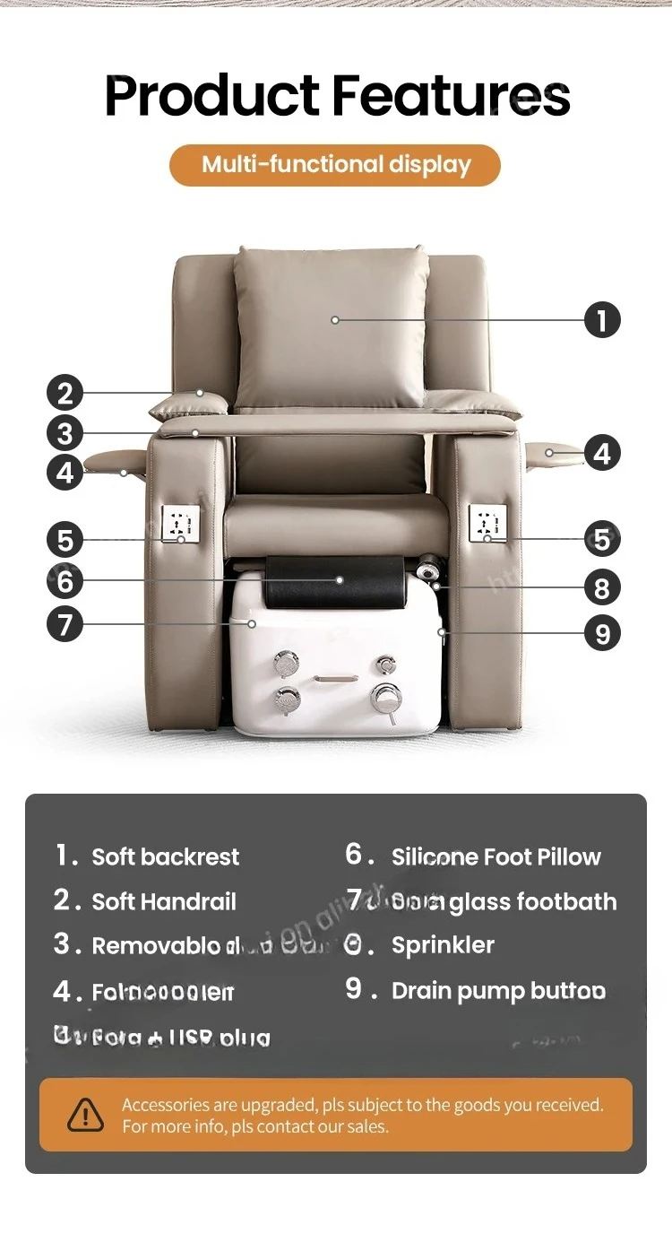 Luxury Foot Bath Spa Electric Reclining Pedicure Chair With Fiberglass Basin
