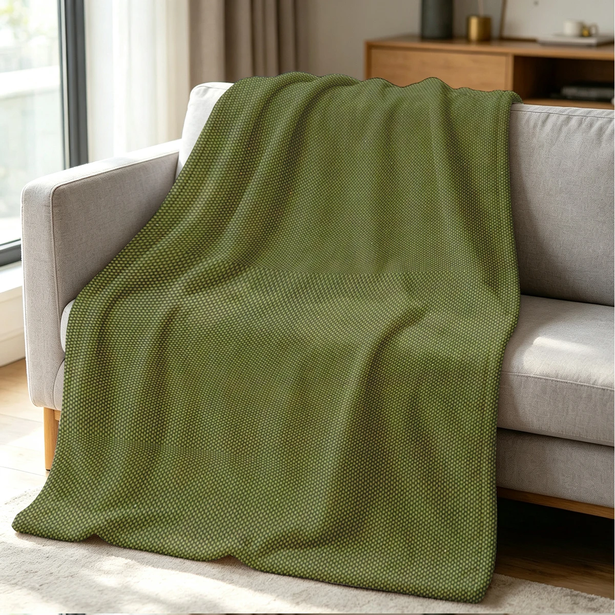 Olive Weave Blanket Soft Cozy Throw for Sofa Bed Festive Holiday Decor Gift for Kids and Adults,Lightweight and Warm