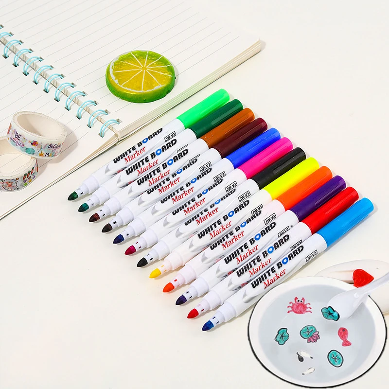 8Pcs Colors Magical Water Floating Student Painting Brush Whiteboard Markers Pen Suspension Kids Educational Painting Pen Toys