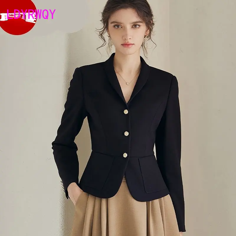 Suit coat women\'s 2023 spring dress new temperament professional black slim suit versatile