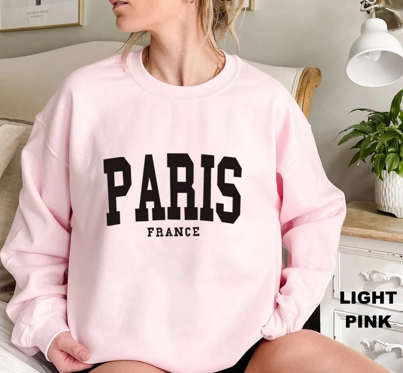 Paris France Sweatshirt Trendy Varsity Sweatshirt 100% Cotton fashion Vintage unisex Long Sleeve sweatshirt