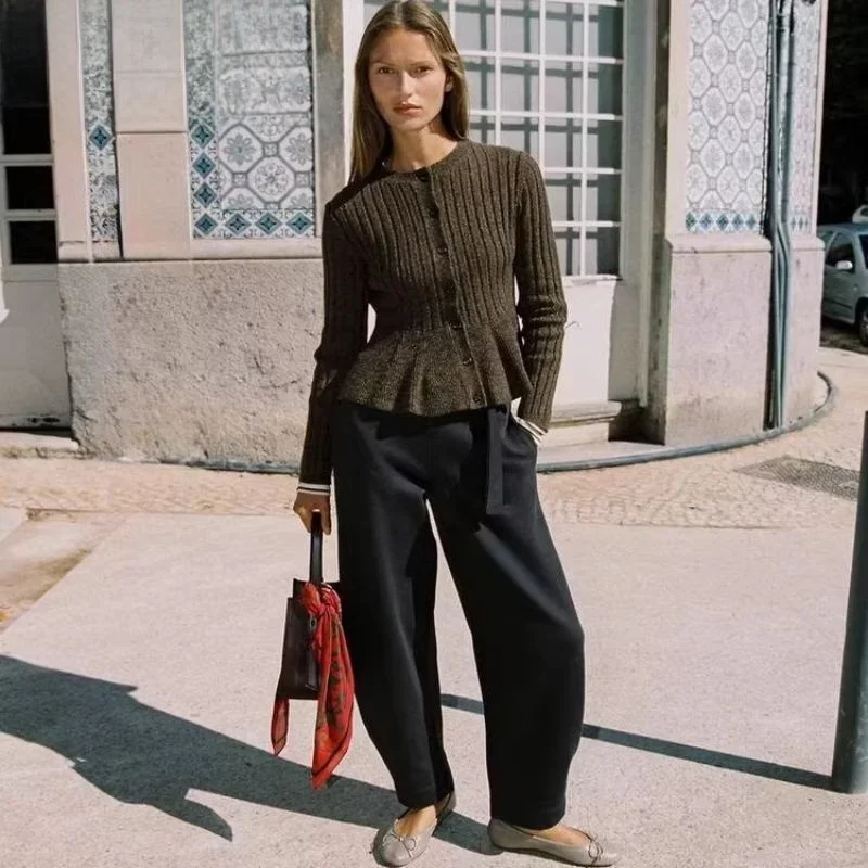 

Fall New Arrival Women's ort Skirt Sle Hem Knitted Open Cardigan Sweater Jaet Soft een Fiber Long Sve round Ne