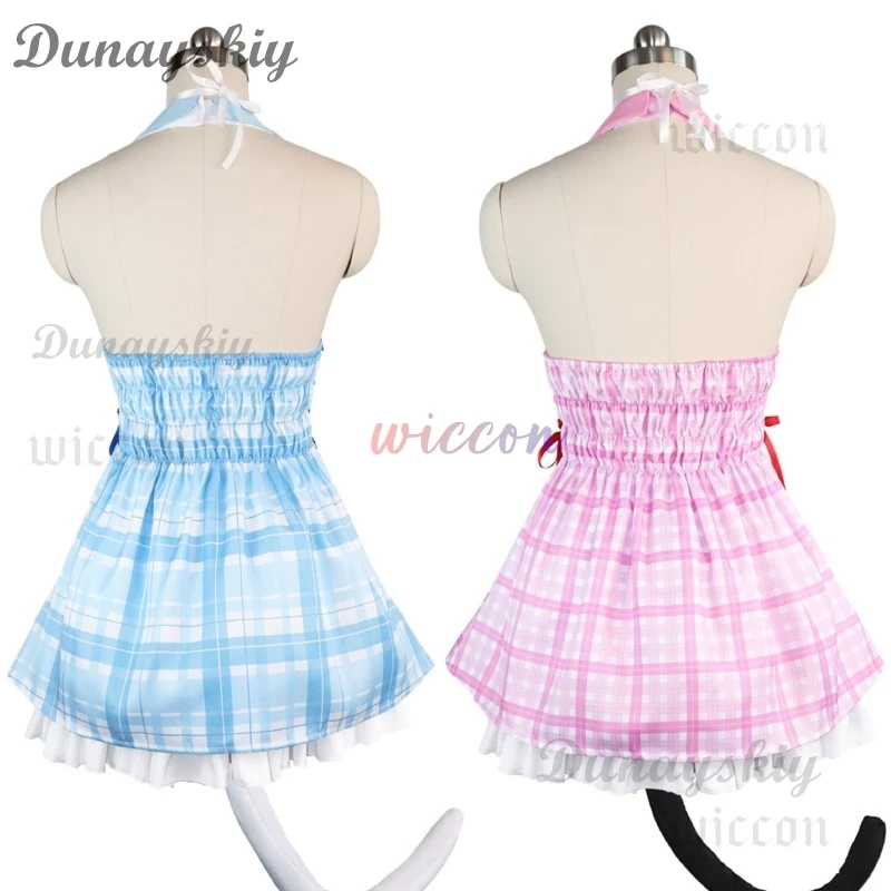Juego Nekopara vainilla Chocola disfraz de Cosplay Anime Nekomimi Paradise peluca estampado traje de sirvienta mujer Sexy traje de Carnaval Kawaii