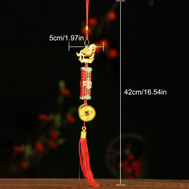 احتفالي زودياك 2026 سنة الحصان الجدار الشنق سيارة زخرفة السنة الصينية الجديدة قلادة ذهبية حمراء محظوظ الديكور هووسورمينغ
