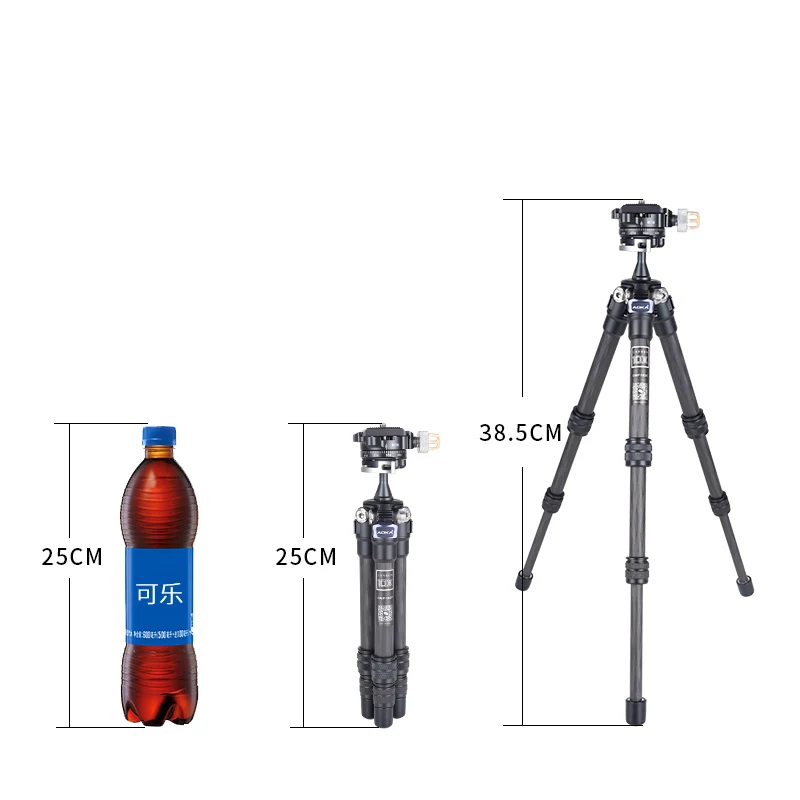 حامل ثلاثي القوائم من ألياف الكربون المحمول من AOKA CMP163C مع حامل كاميرا BC16 برأس كروي 3 أقسام أقصى تحميل 3 كجم