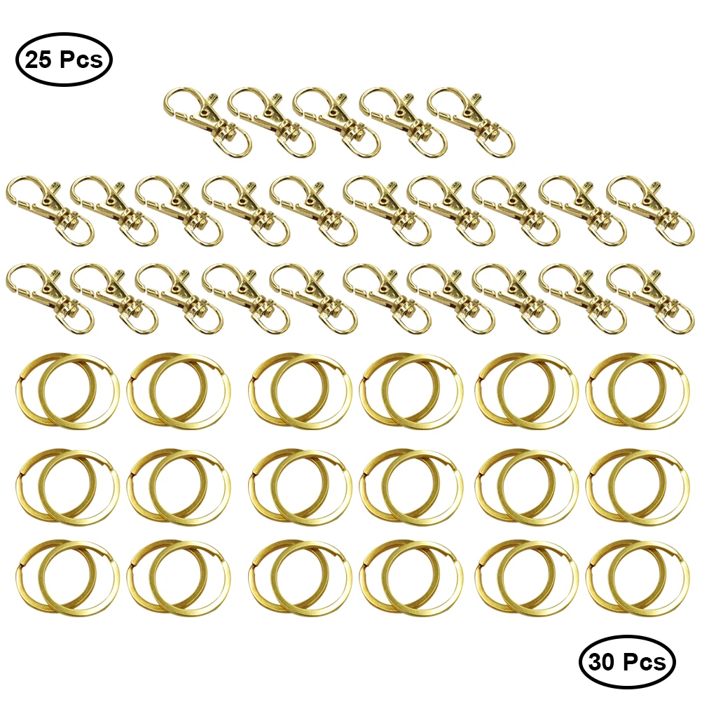 

30pcs 38Mm Lobster Claw Clasps 28Mm Keychain Rings Durable Metal Jewelry Making Kit For Bracelets Necklaces Earrings