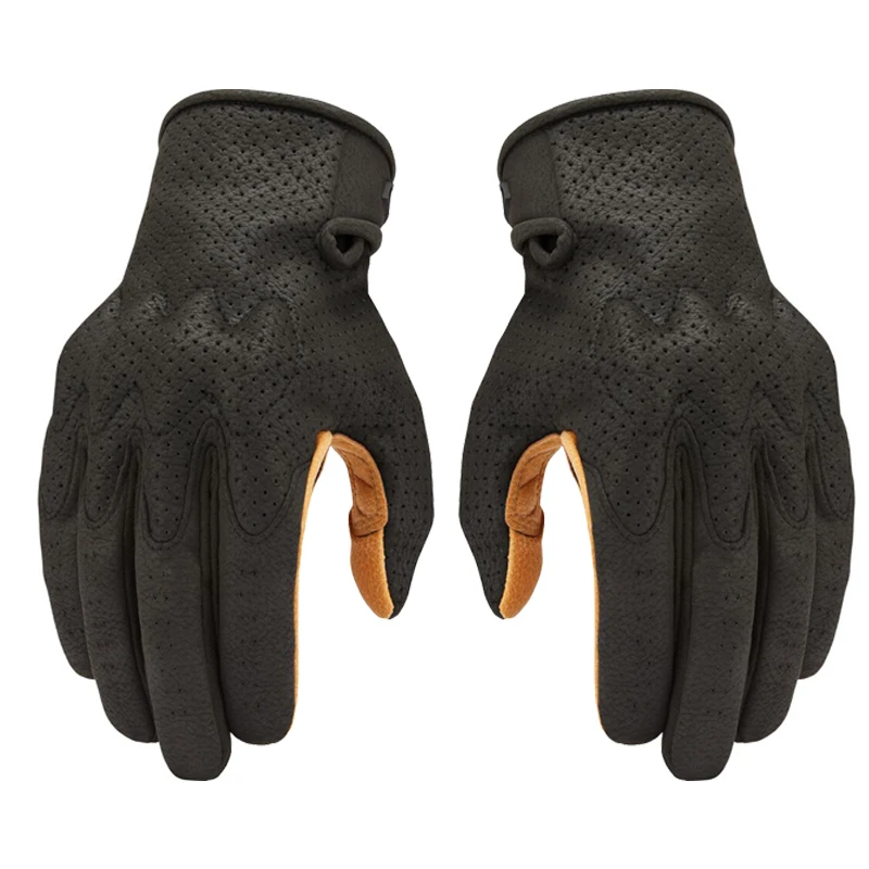

2024 Leather Men Riding Motorcycle Gloves Mountain Bike Mtb Gloves Full Finger Motocross Protective Gloves