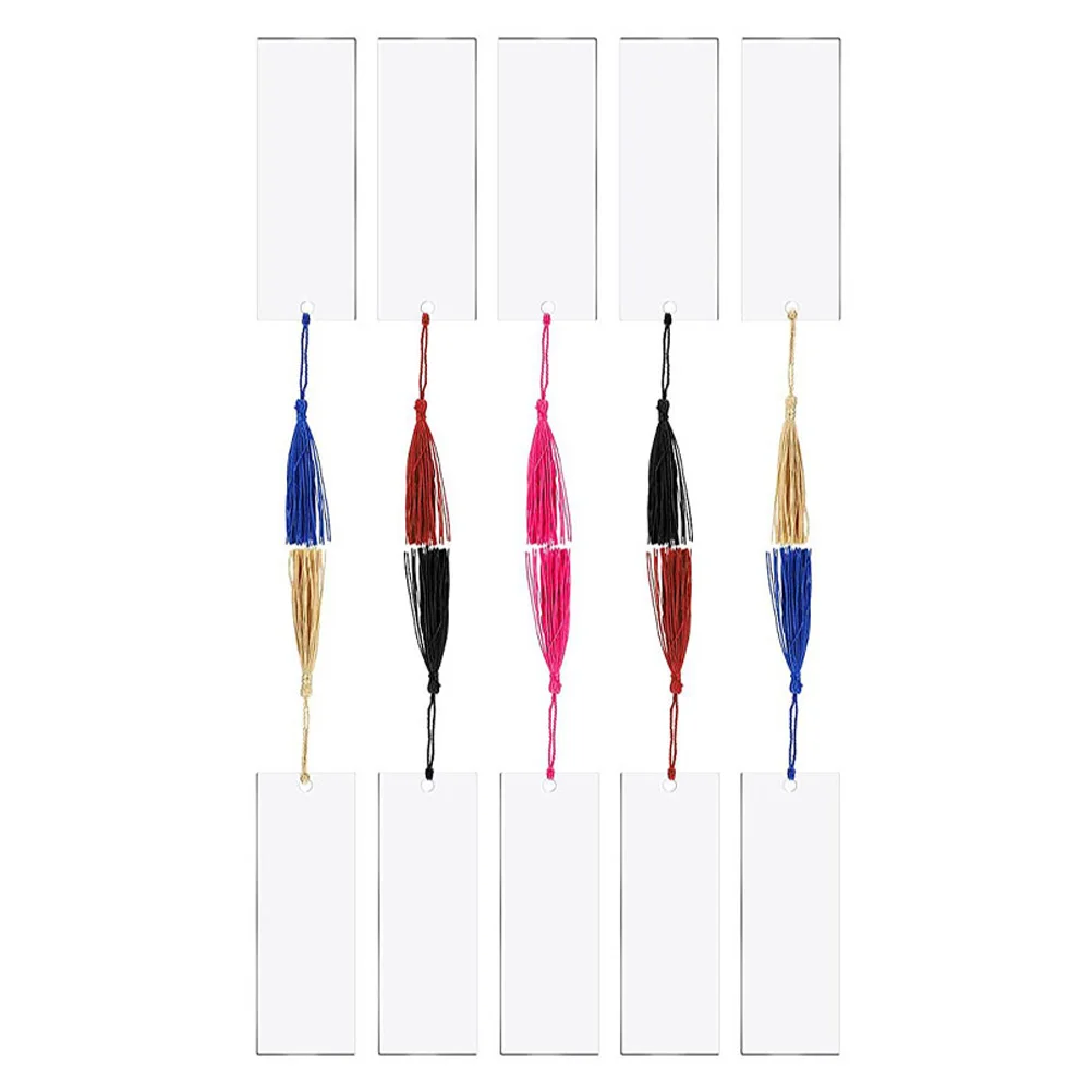 

10 Sets Acrylic Bookmarks Transparent Page Markers Tassels Decor DIY Blank Bookmark Gifts Student Supplies Elegant Reading