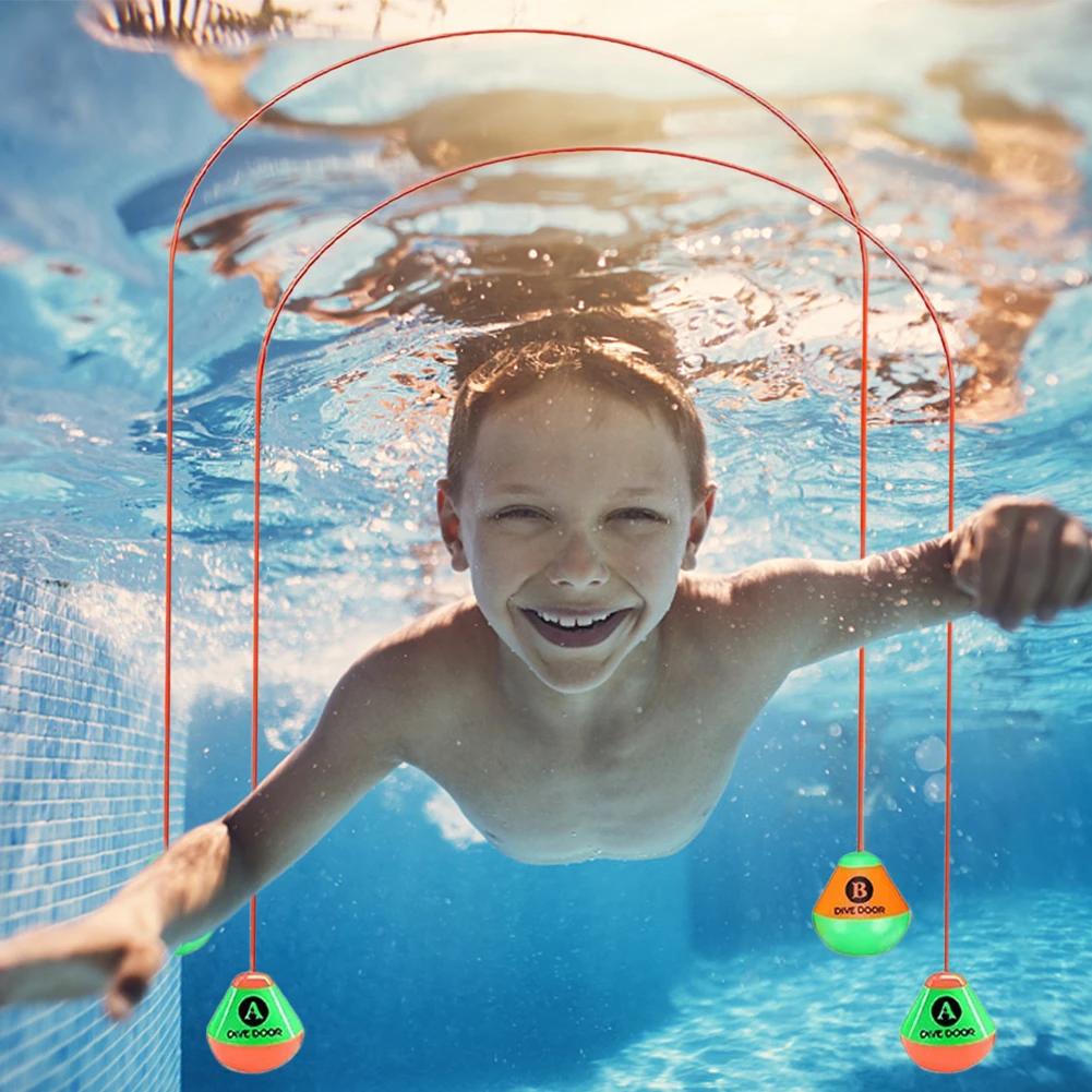 2pcs Diving Pool Toys Set Body Exercise Through Door Diving Ring Durable PVC Swim Through Door Toys Best Gift for Boys Girls