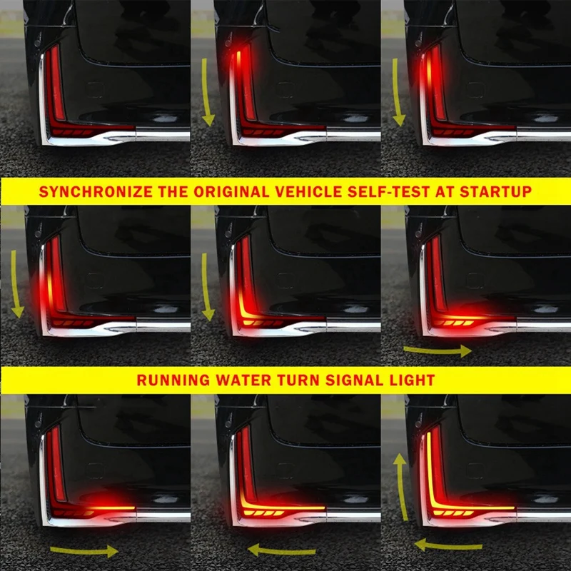 LED Rear Bumper Reflector Dynamic Brake Light Tail Lamp Car Turn Signal Light For Toyota VELLFIRE 40 Series 2023+