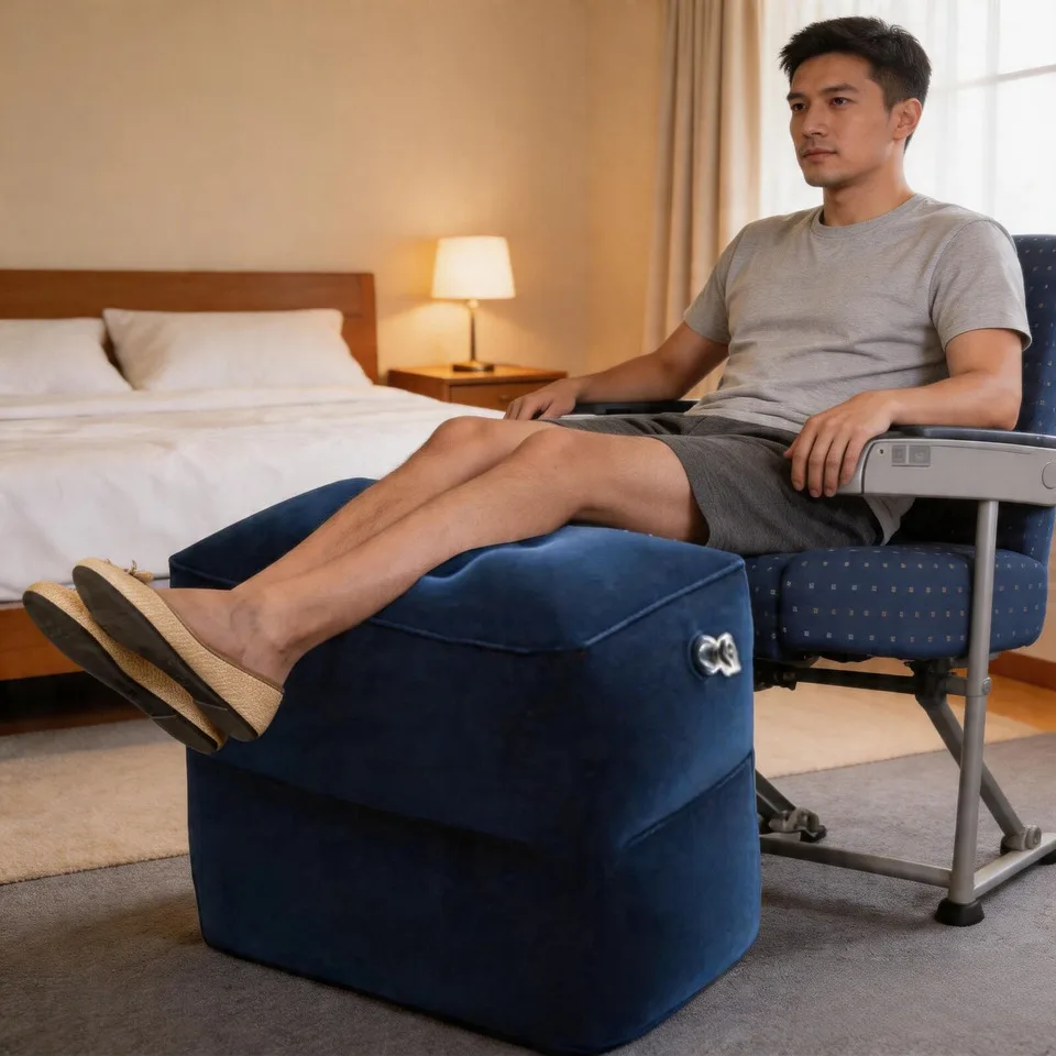 旅行用リラックスフットレスト-インフレータブルフットレスト-ホームオフィス-飛行機用リラックス枕-クッション-ポジショナー-脚足用-快適