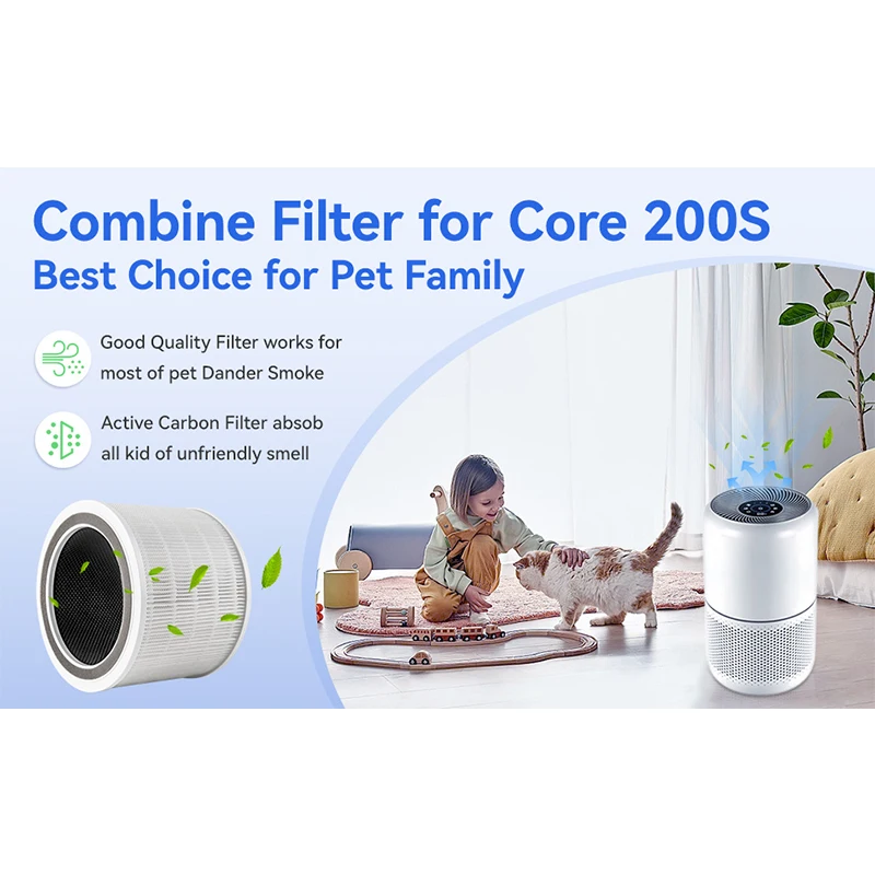 LEVOIT Core 200S 스마트 와이파이 공기 청정기, 교체 필터, Levoit Core 200s 호환, 2 개