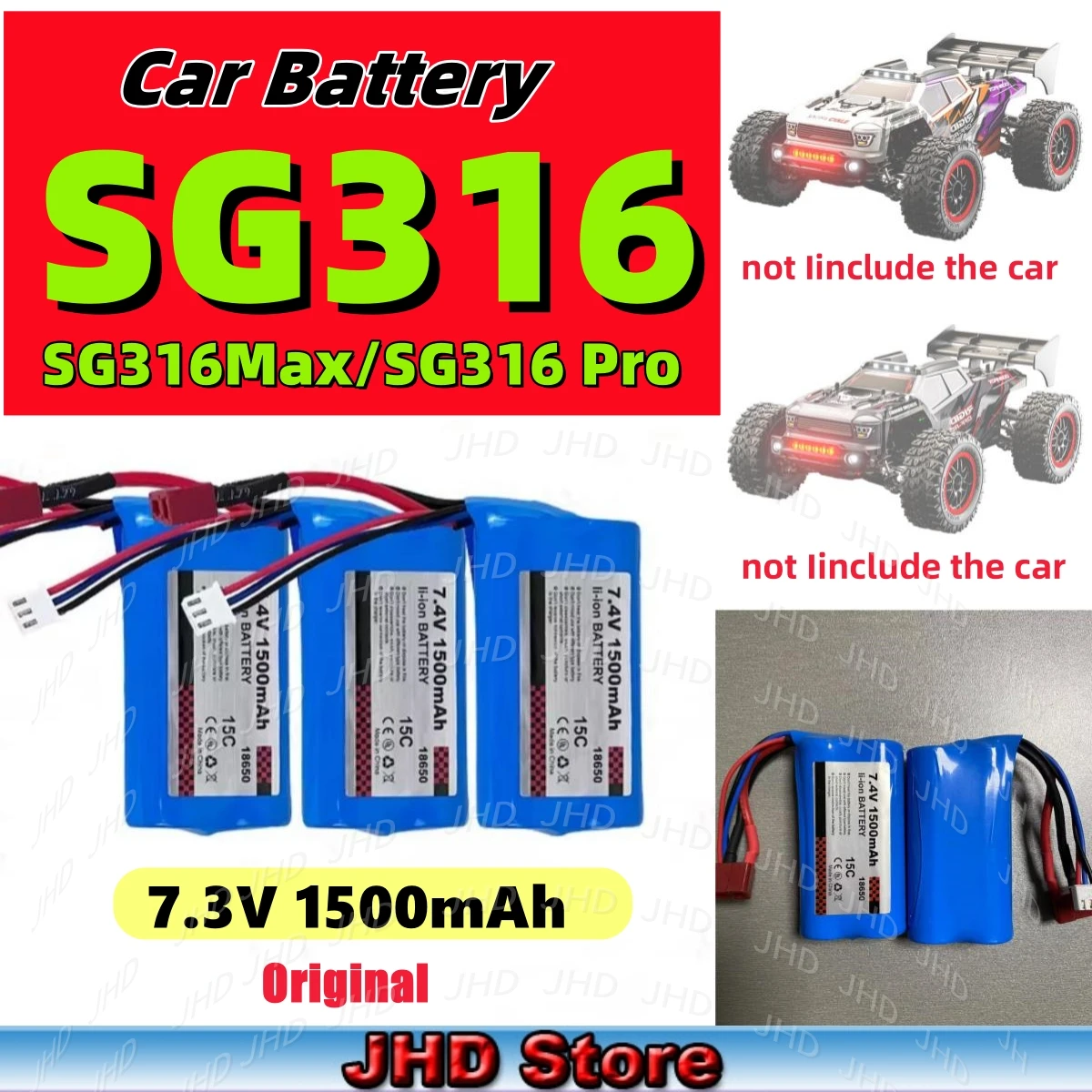 JHD pour ZLL SG316 MAX/SG316 PRO batterie 7.4V 1500mAh batterie pour batterie de voiture d'origine ZLL SG116MAX/SG116PRO en gros