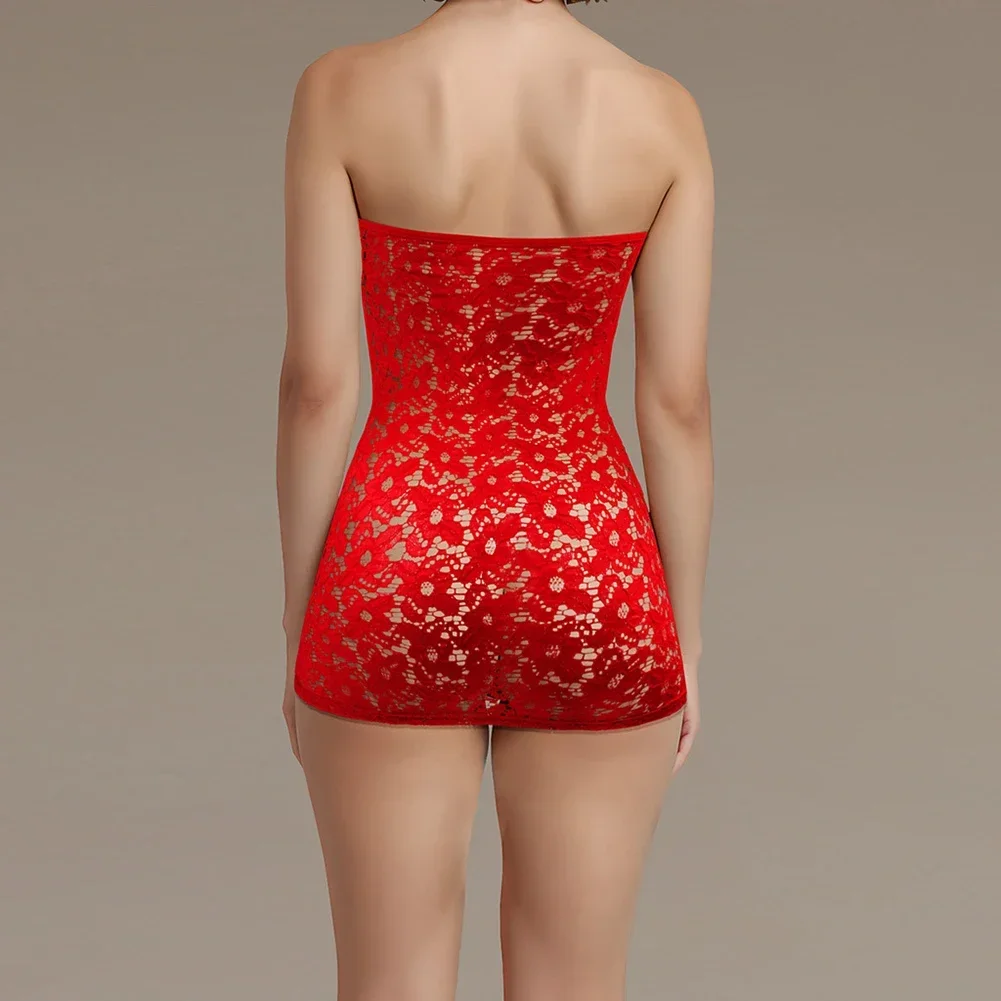 女性のセクシーなランジェリーレースシースルーヒップラップミニドレスレディースセクシーなタイトなチューブトップショートスカートボディコン