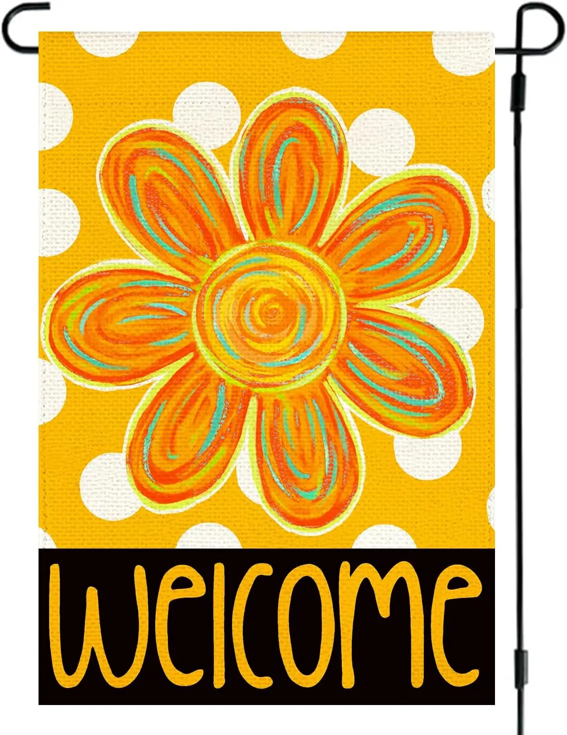 RABUSOFA Summer Floral Garden Flag 12x18 Inch Double Sided Outside, Polka Dots Welcome Seasonal Yard Outdoor Decoration Smal EEZ