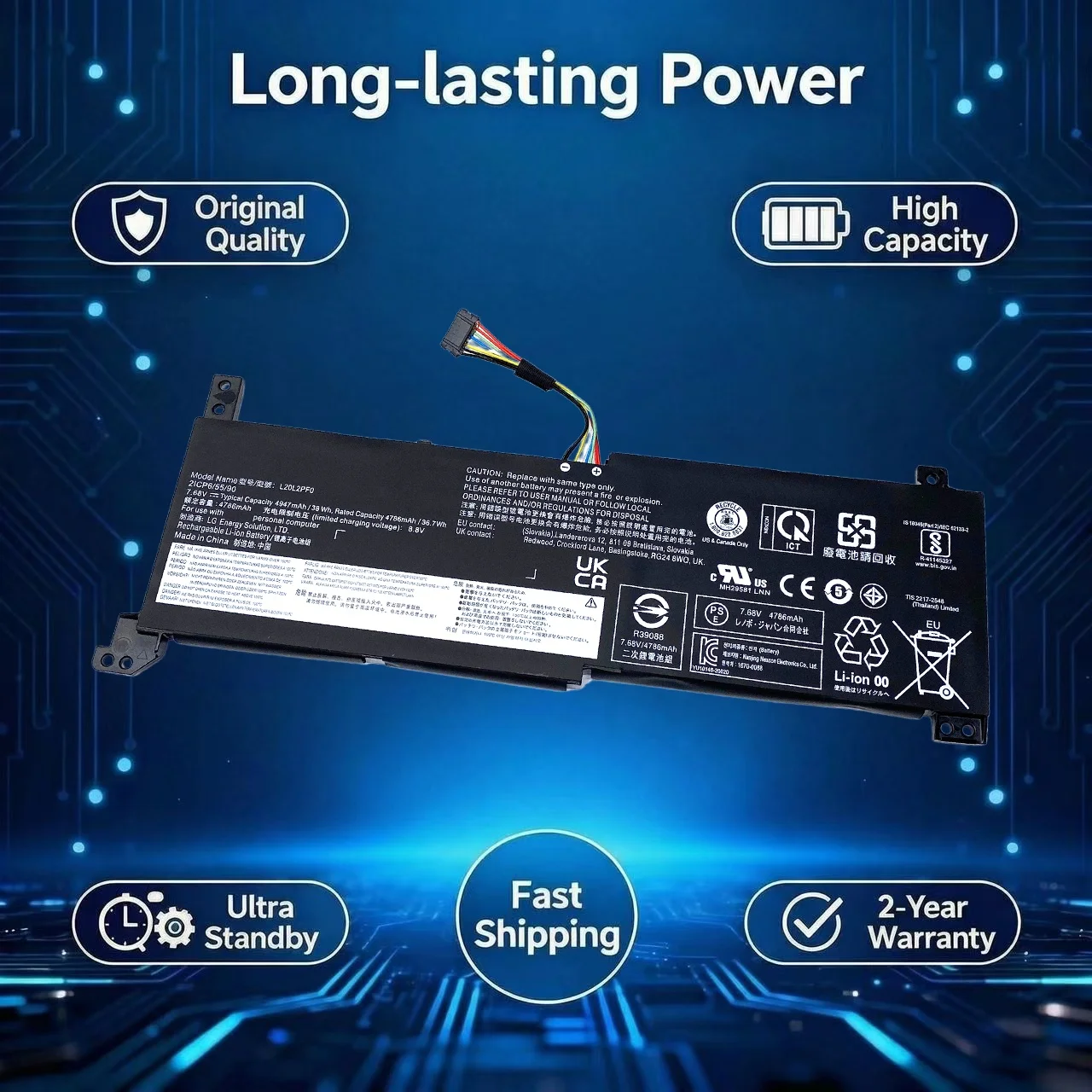 Original L20C2PF0 L20L2PF0 Laptop Battery For Lenovo IdeaPad 3-15ALC6 V14 V15 G2-ITL 5B11B36273 5B11B36285 5B11B36278 5B11B36280