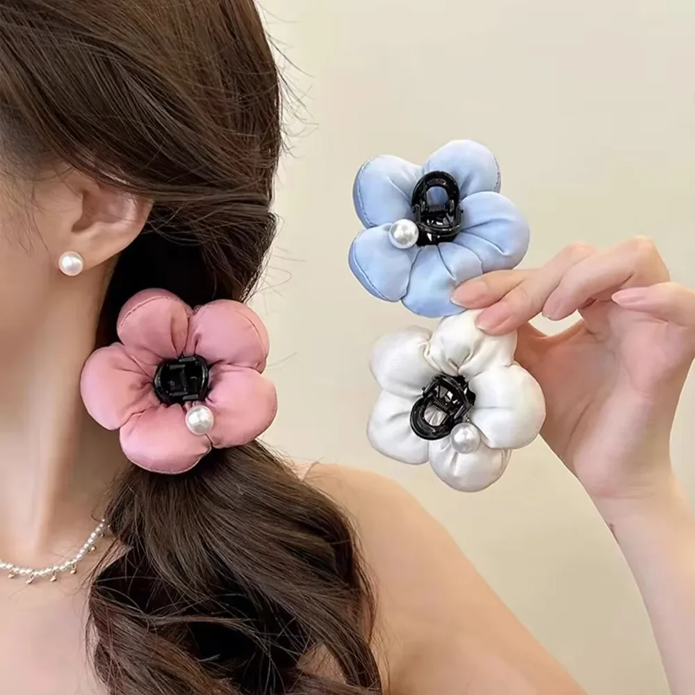 

Sweet Sponge Puff Flower Hairpin Ins Style Cute Side Bangs Girl Small Hairpin Hair Accessories