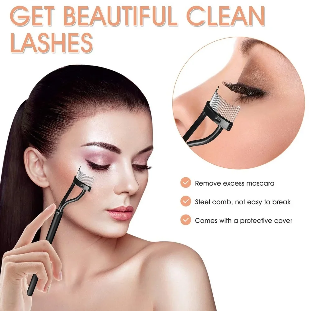 Eyelash Curler 4 in 1 Eyelash Curlers Kit for Women Eyelash Lash Curler Brush Extension Tweezers Eyebrow Comb Natural Eyelashes