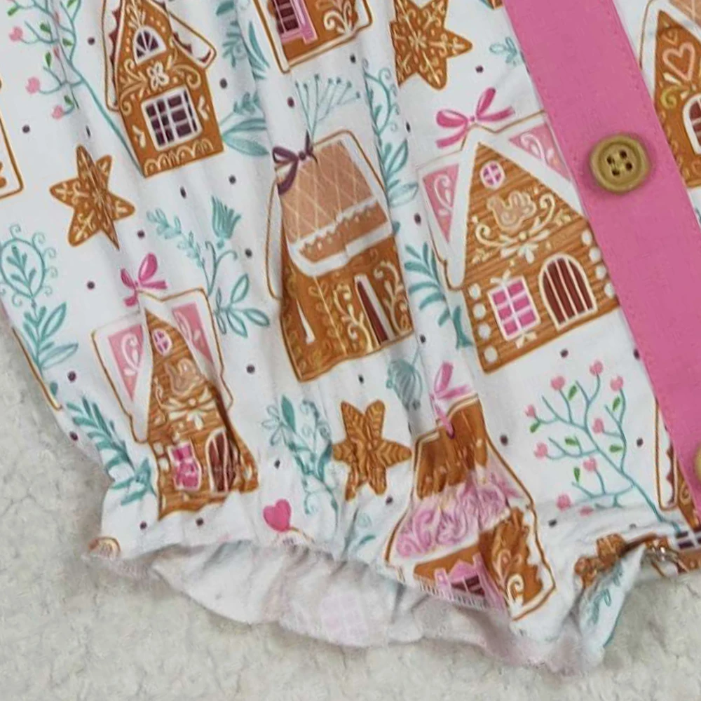 新生児カバーオールクリスマス秋女の赤ちゃん長袖ボタンロンパース子供フリルボディスーツ幼児幼児ハウススノーフレークバブル