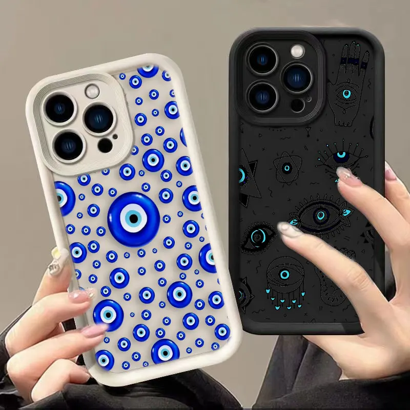 

Lucky Eye Blue Evil Eye Phone Case For IPHONE APPLE 17 AIR 16 16E 11 12 13 MINI 14 15 8 7 XR Plus Pro Max Silicone Cover Case