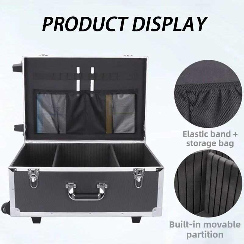 Pull Rod Toolbox Organizer Storage Tool Box With Wheels Hard Case Toolbox Electrician Hardware Suitcase Aluminum Frame Protect