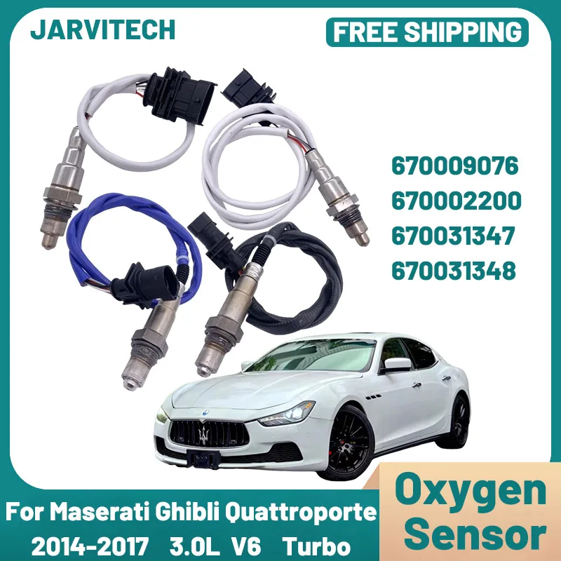 Set of 4 Oxygen Sensor 670009076 670002200 670031347 670031348 Fit For Maserati Ghibli Quattroporte 2014-2017 3.0L V6 Turbo