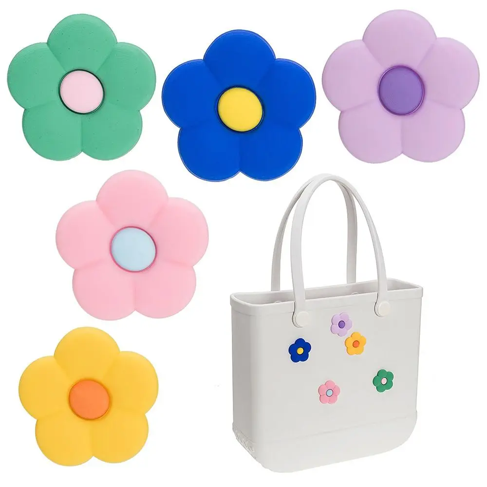 6Pcs Flower Charms for Bogg Bags Accessories Waterproof Colorful Perfect Fits Beach Tote Bags Decoration