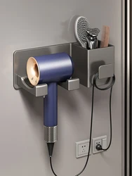 Hair Dryer Storage Rack Non Perforated Bathroom Wall Mounted Hair Dryer Bracket Made Of Iron Material Bathroom Storage