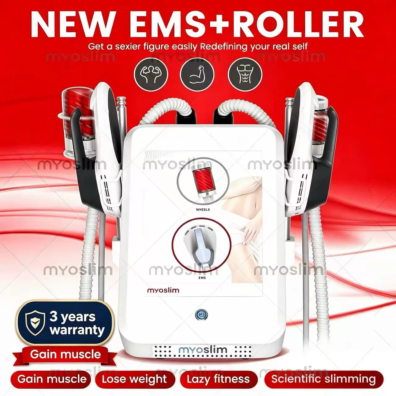 Myoslim EMS Vacuum Inner Ball Roller 360 Degree Rolling Cellulite Massage Machine Anti-Cellulite Skin Tightening Lymphatic Detox