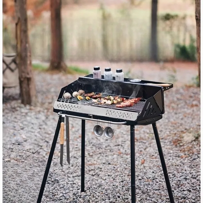 

Smoke Vertical BBQ Grill Household BBQ Grill Outdoor Portable Folding Charcoal Grill Charcoal Fire Skewers Stove