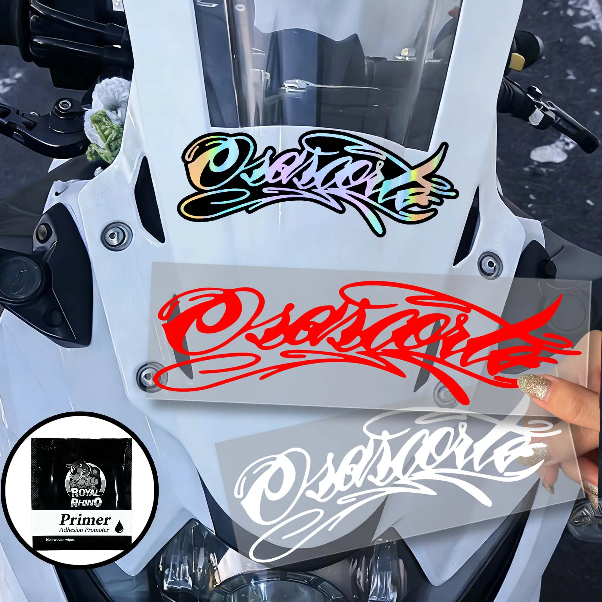 

2PCS Osascorte Motorcycle Stickers Waterproof Durable for Racing Helmet Fuel Tank Fender Windshield Self-adhesive Vinyl Decals