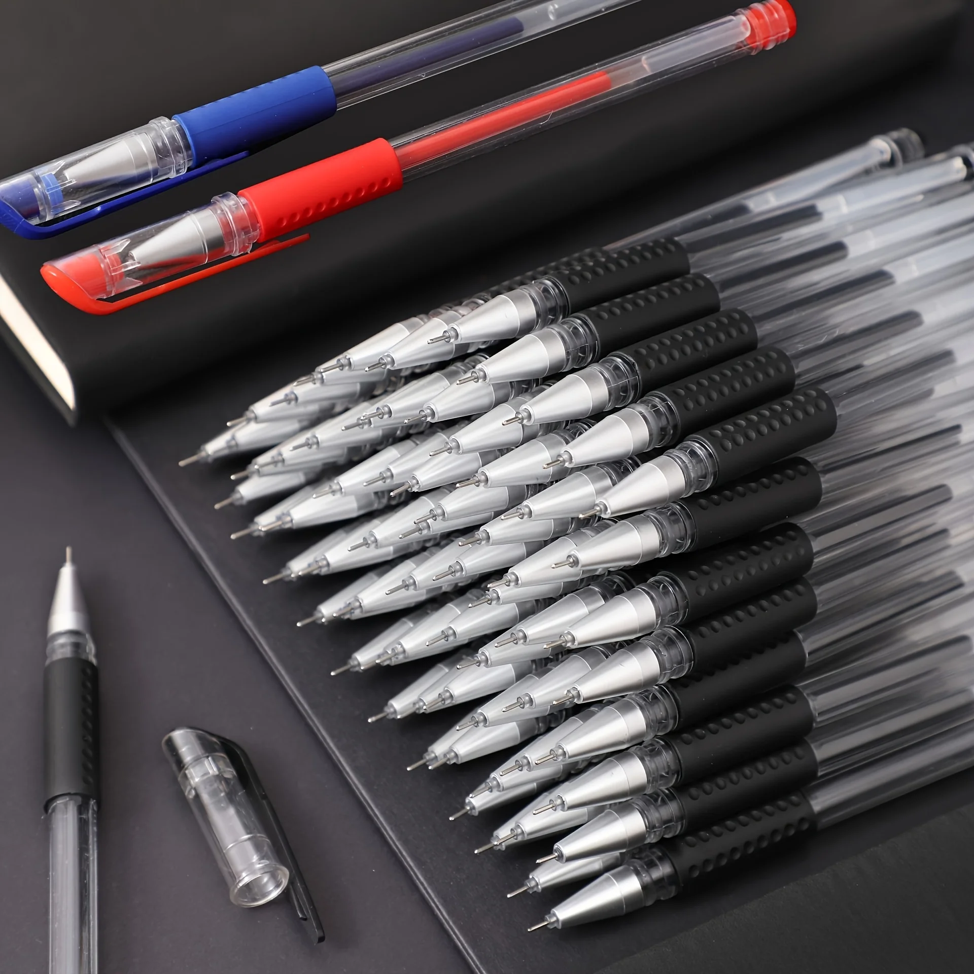 

23pcs Gel Pens with Transparent Barrel, 0.5mm Smooth Writing for Office & School, Includes 3 Black Pens + 20 Refills