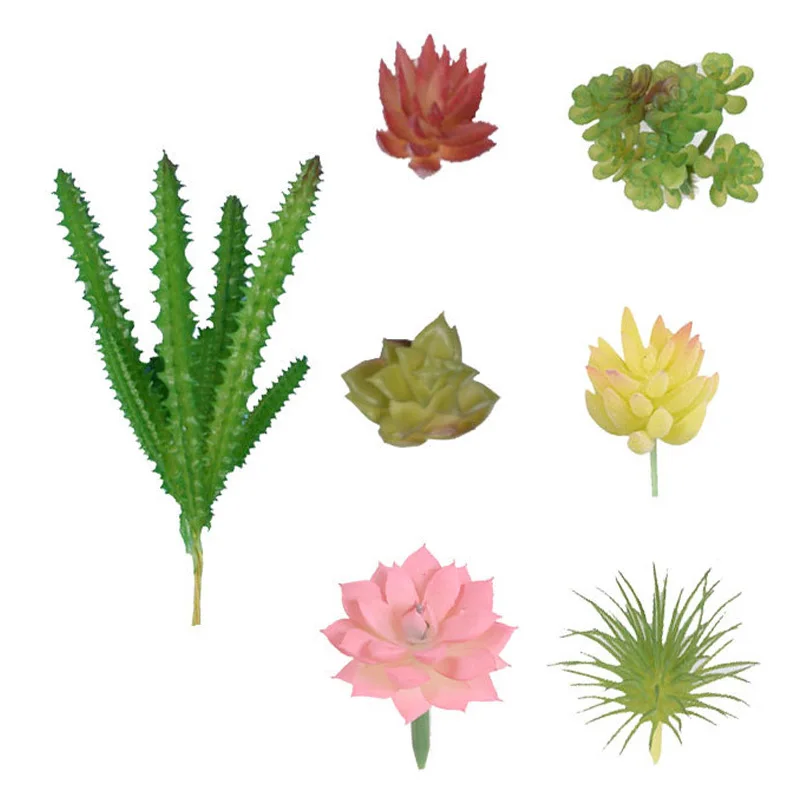 1PC Artificial Succulents Plant Flocking Mini Fake Flower Succulents Lotus Miniature Landscape Home Garden Decoration Unpotted