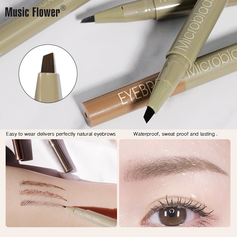 Music Flower Easy to Wear Eyebrow Pencil Eye Brow Cream Eyes Makeup Cosmetics Waterproof Eyebrows Enhancer Liquid Matte Brow Pen