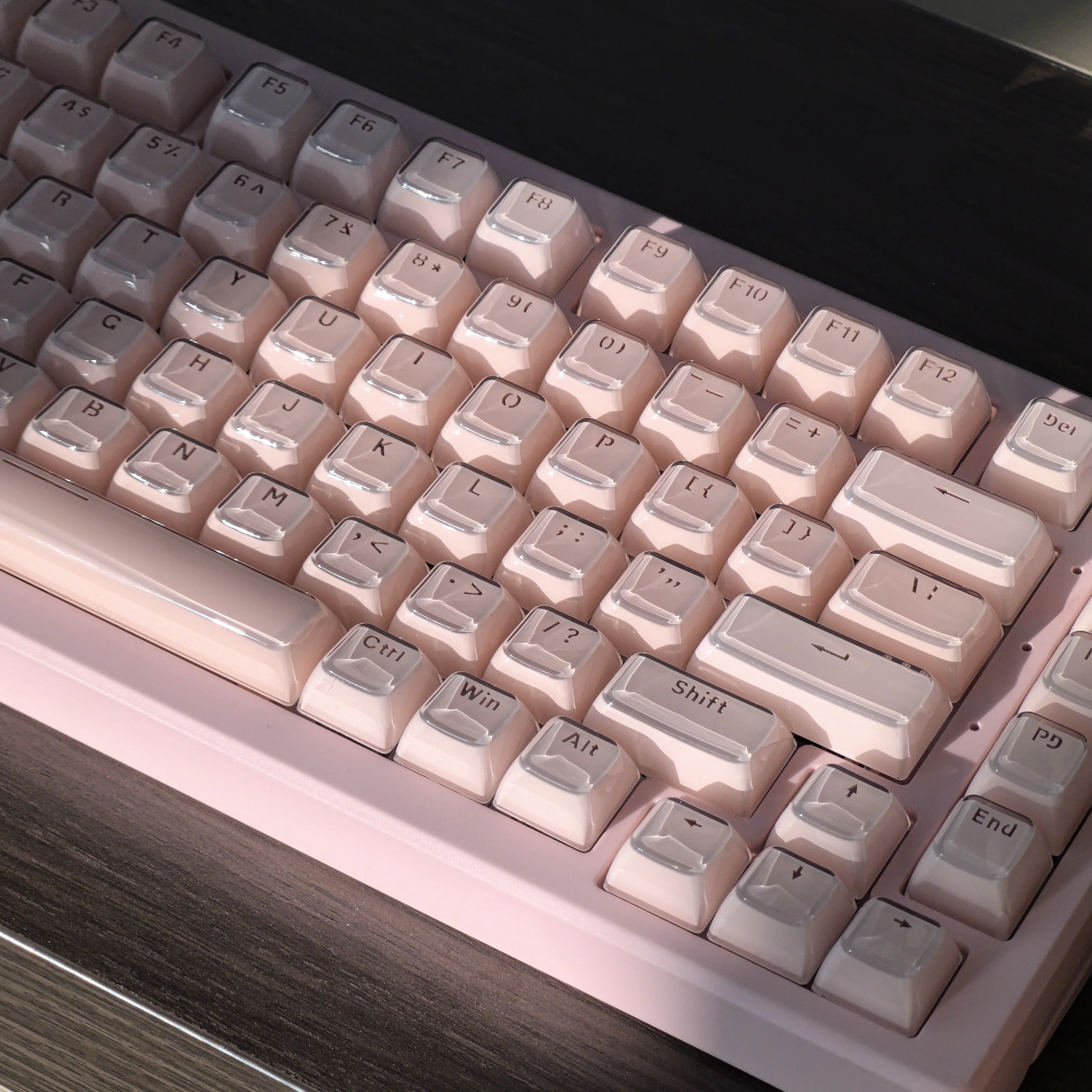 Crystal Texture Keycaps OEM Profile White/Pink/Blue/Purple PC Translucent Keyboard Caps Characters Transparent Jelly Keycap