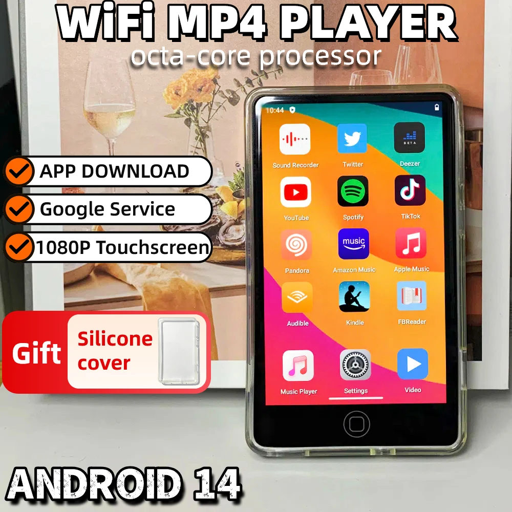 Mp4-плеер Android 14,0, 32–20 ГБ, 4,0-дюймовый сенсорный экран, Mp3-плеер Walkman с магазином APP, поддержка расширения 512 ГБ