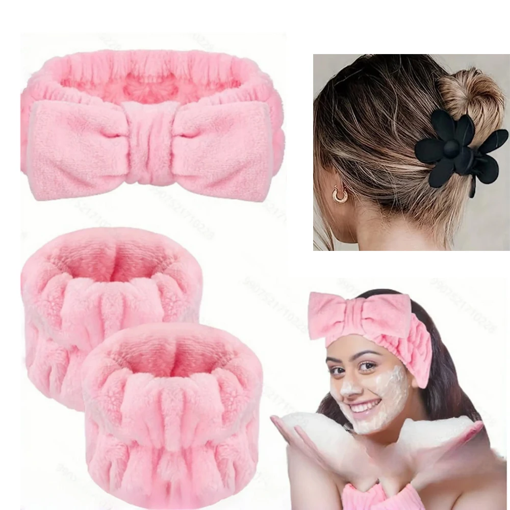 16 قطعة غسل الوجه معصمه مجموعة المرأة عقال الأساور ماصة مقاوم للماء الأساور ماكياج العصابات الشعر خواتم الشعر المرنة #1
