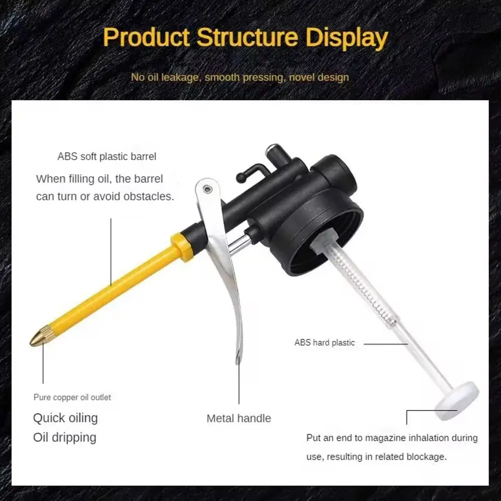 Oil Can High Pressure Hand Pump Oiler Lubrication Metal Gun For Lubricants Oiler With Oil Spray Hose Car Oil Pot Bottle 250 ML