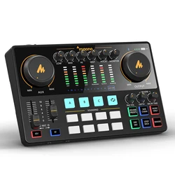 maonocaster AME2 Sound Card Maonocaster Audio Interface Podcast Equipment Studio All-In-One Mixer for Live Streaming,Guitar,PC