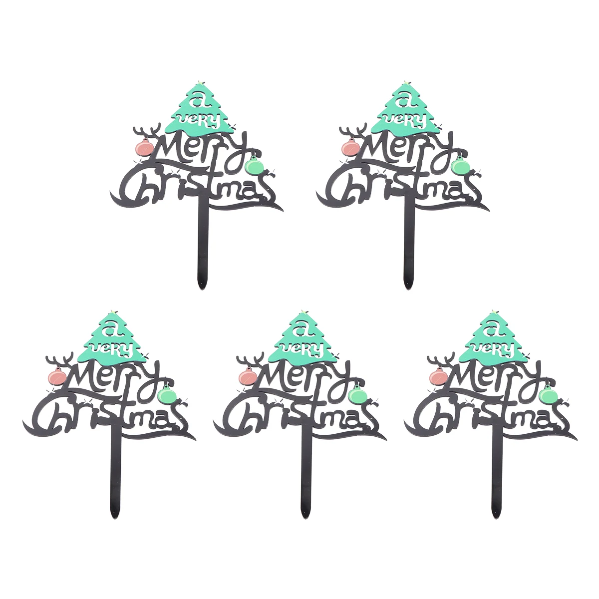 

5pcs Christmas Party Cake Toppers Shaped Cake Toppers Acrylic Food Safe Decoration For Cupcakes Desserts Color