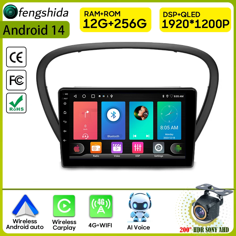 

Car Radio Carplay For Peugeot 607 2004 - 2010 Navigation GPS Android Auto Stereo Multimedia Player Bluetooth Wifi Video No 2din