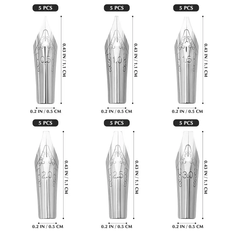 Imagem -04 - Caligrafia Nibs Conjunto para Estudantes Flex Nib Fountain Pen Pen Nibs Canetas Médias Canetas Sobressalentes 30 Pcs Aço Inoxidável